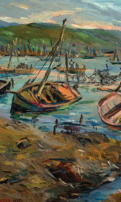 Detail of “Haiti” artwork by Lois Mailou Jones