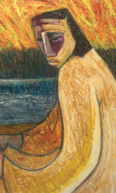 Detail of “Bayou Woman” artwork by Samella Lewis