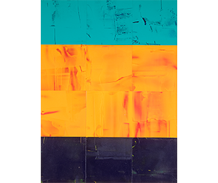 Blocks of grids in three rows of teal, orange, and purple.