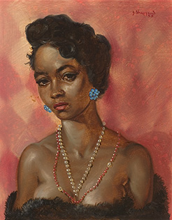 Joseph Sheppard, Figure Backstage, 1952, oil on masonite, 11 3/4 x 11 1/2 in., UMUC Permanent Collection, Doris Patz Collection of Maryland Artists