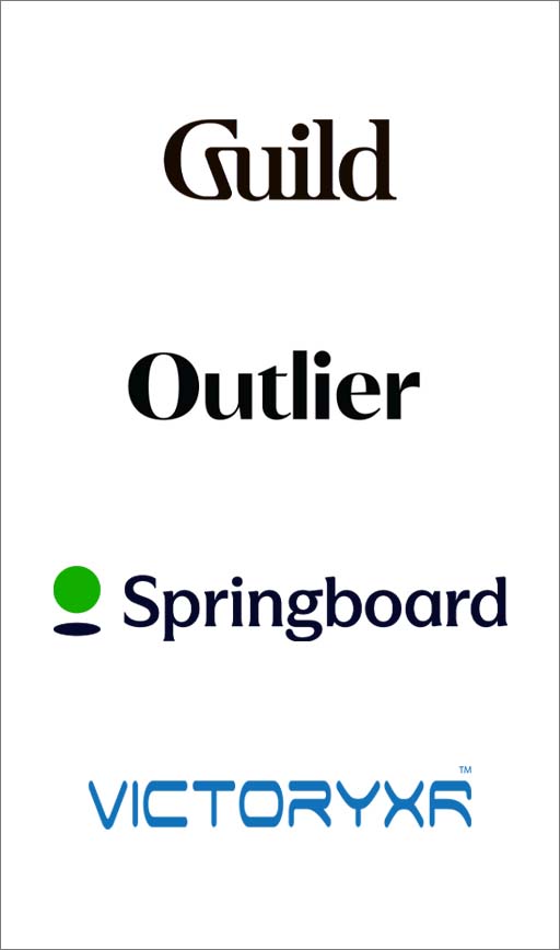 Logos of Guild, Outlier, Springboard, and Victoryxr.