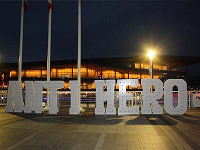 Large block letters that spell out, "ANTI HERO."