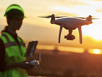 A person operating a drone outside.