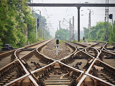 A railroad crossing.