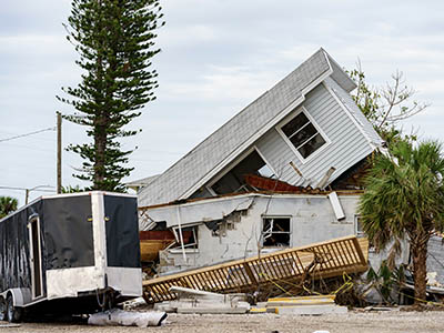 A collapsed house.