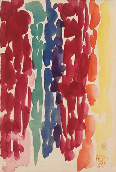 An abstract painting depicting multiple colors.