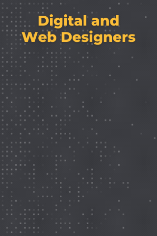 Text that reads, "Digital and Web Designers: 16% employment growth 2022-2032; Projected 19,000 job openings/year; $98,540 median annual salary (2023)."