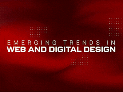 Text that reads, "Emerging Trends in Web and Digital Design: Virtual Reality and Augmented Reality in Game Design; UX and UI in Game Design; AI in Streamlining Content Creation."