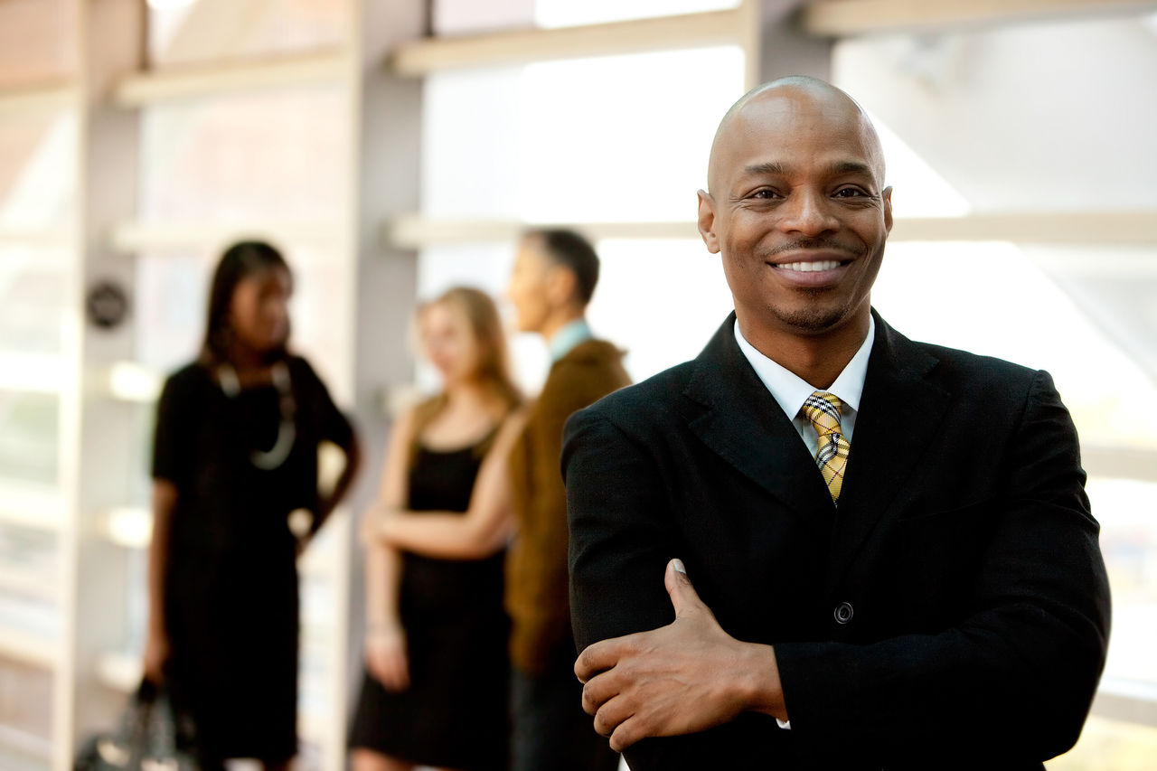 A group of professionals networking.