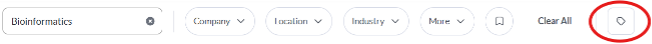 Red circle around tag icon to save search
