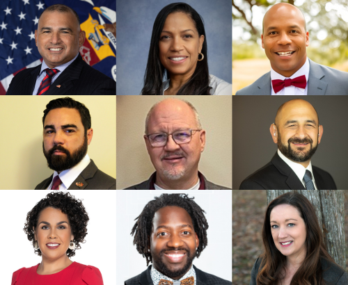 A mural of portraits from the 34th UMGC alumni awards