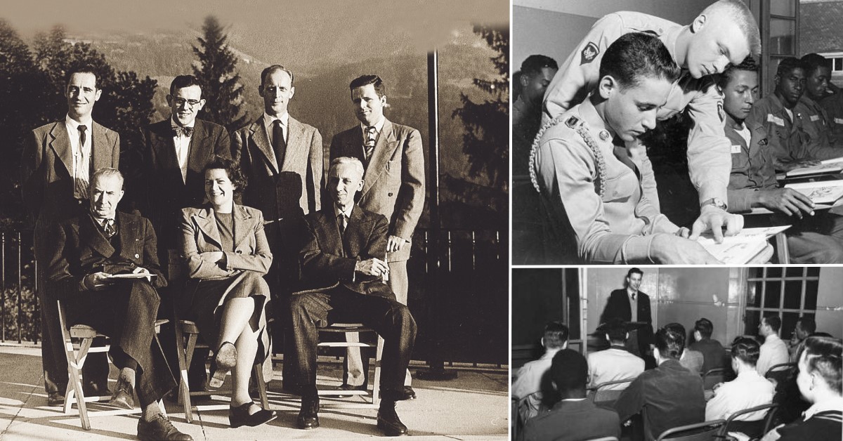 A collection of UMGC Europe faculty from the 1950s.