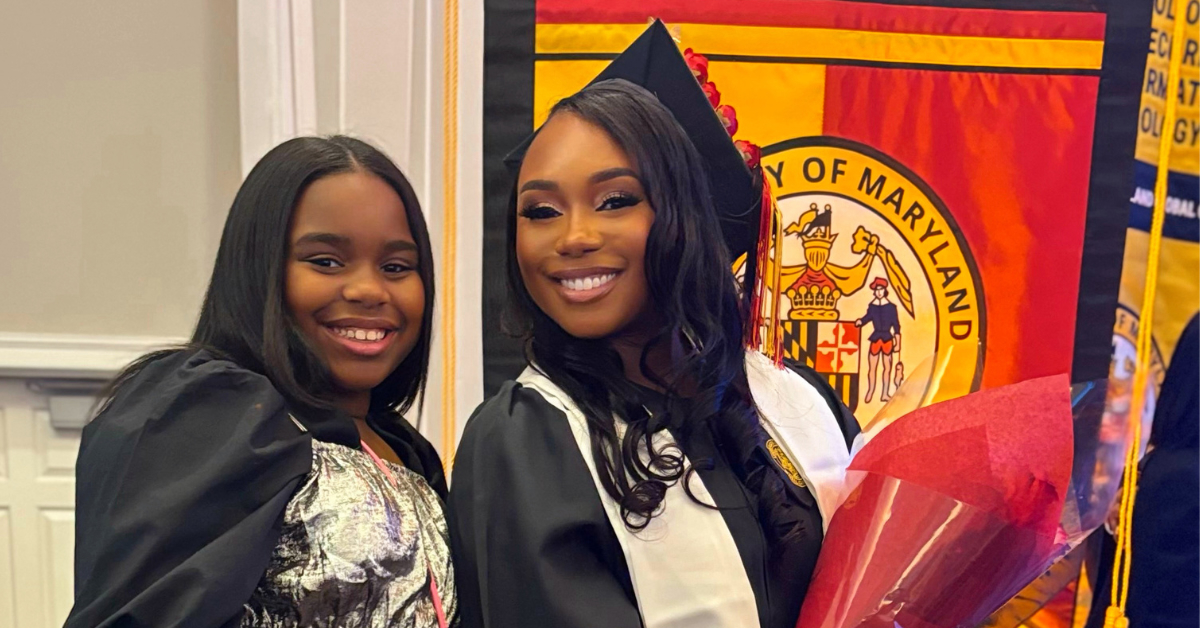 Shalaya and Mallory during UMGC's Grad Walk