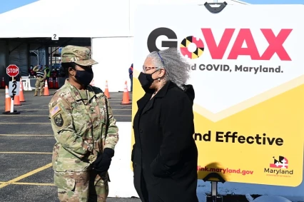 Brig. Gen. Janeen Birckhead during Maryland Covid vaccinations