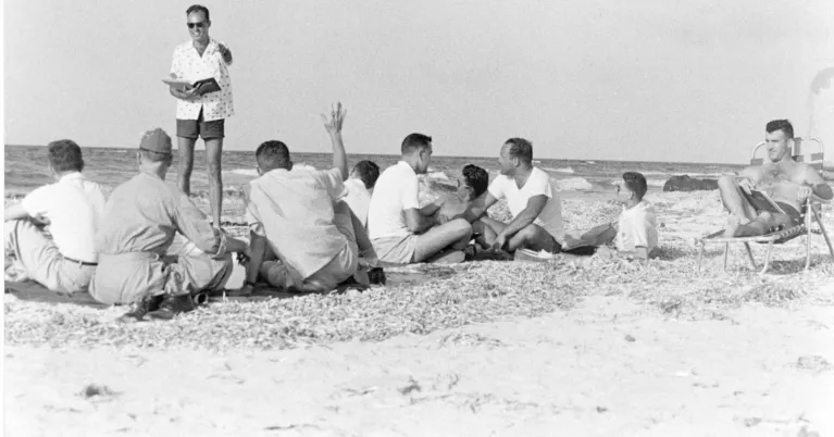 To beat the scorching heat in North Africa in the 1950s, UMGC students and their professor used the beach as their classroom.