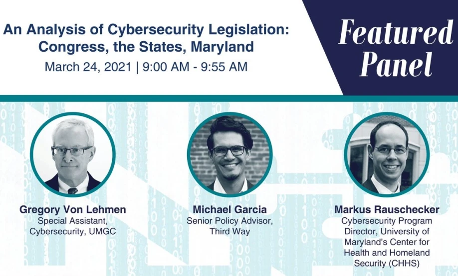 A banner advertising cybersecurity legislation in 2021.