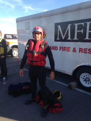 Edwin Marroquin volunteering with the Frederick Volunteer Fire Department
