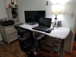 An ergonomic desk setup.