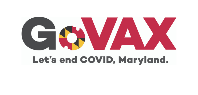 The GoVAX Logo with the slogan: 'Let's end COVID, Maryland' under it.