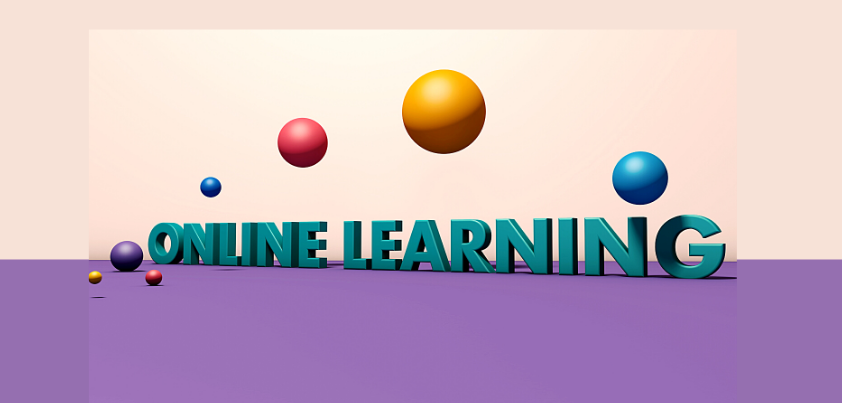 A banner which says 'online learning'.