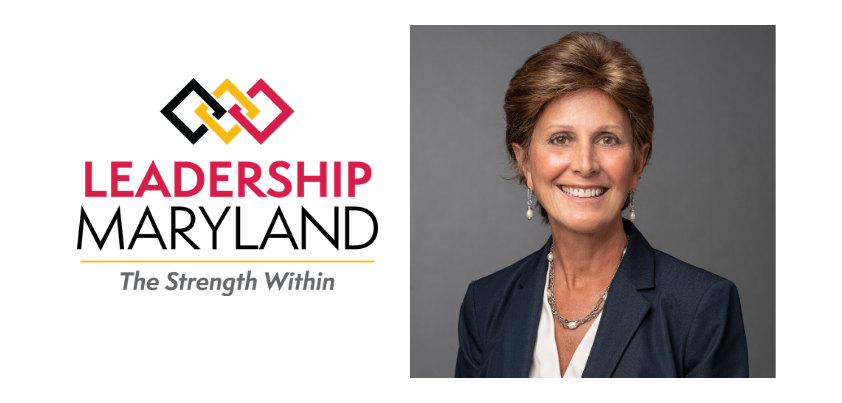 An image of Lisa Kemp with the Leadership Maryland logo beside her