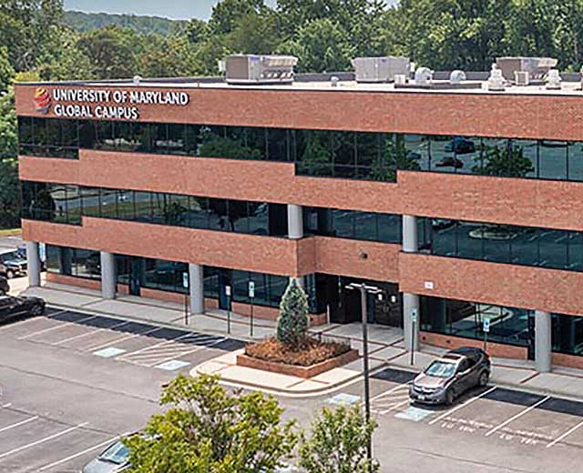 Aerial photo of UMGC’s Dorsey Station building in Elkridge, Maryland