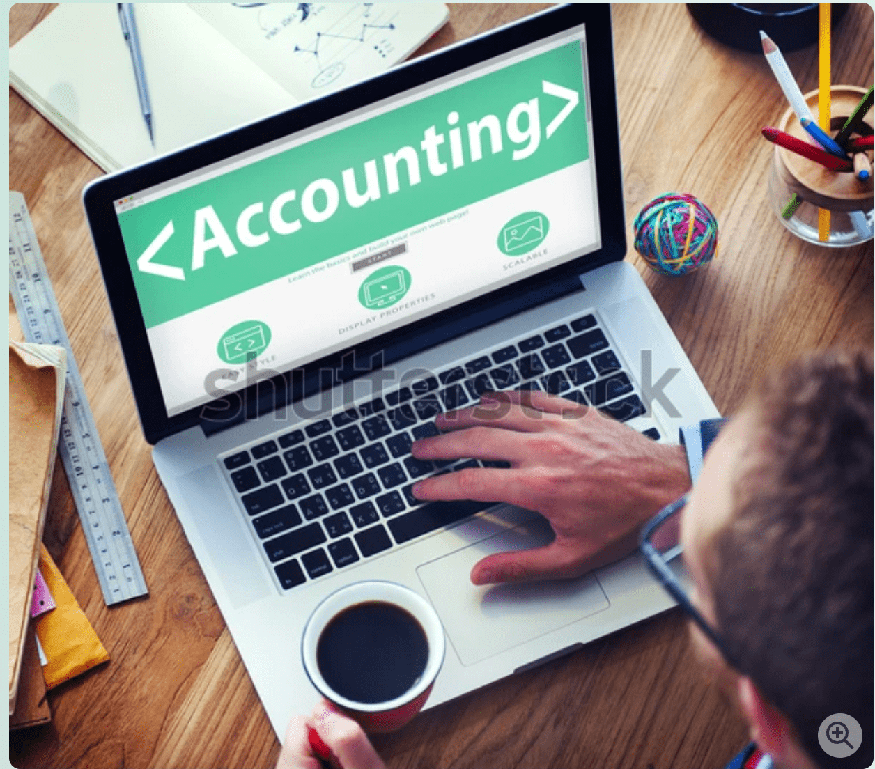 A laptop with the word 'accounting' on it.