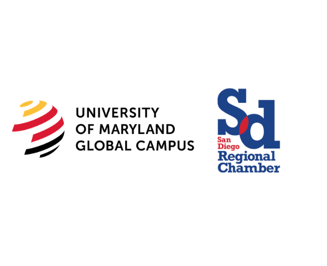 Two logos side by side: University of Maryland Global Campus and San Diego Regional Chamber