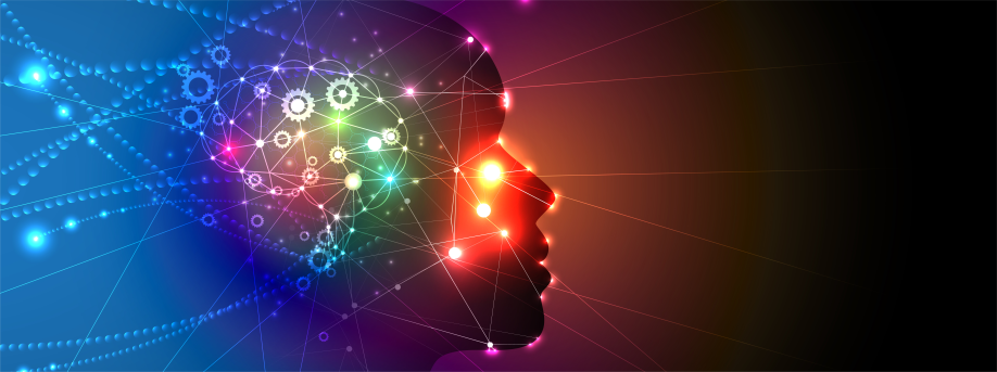 Image of gears overlaid over an image of someone's head