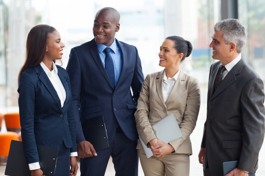A group of professionals talking.