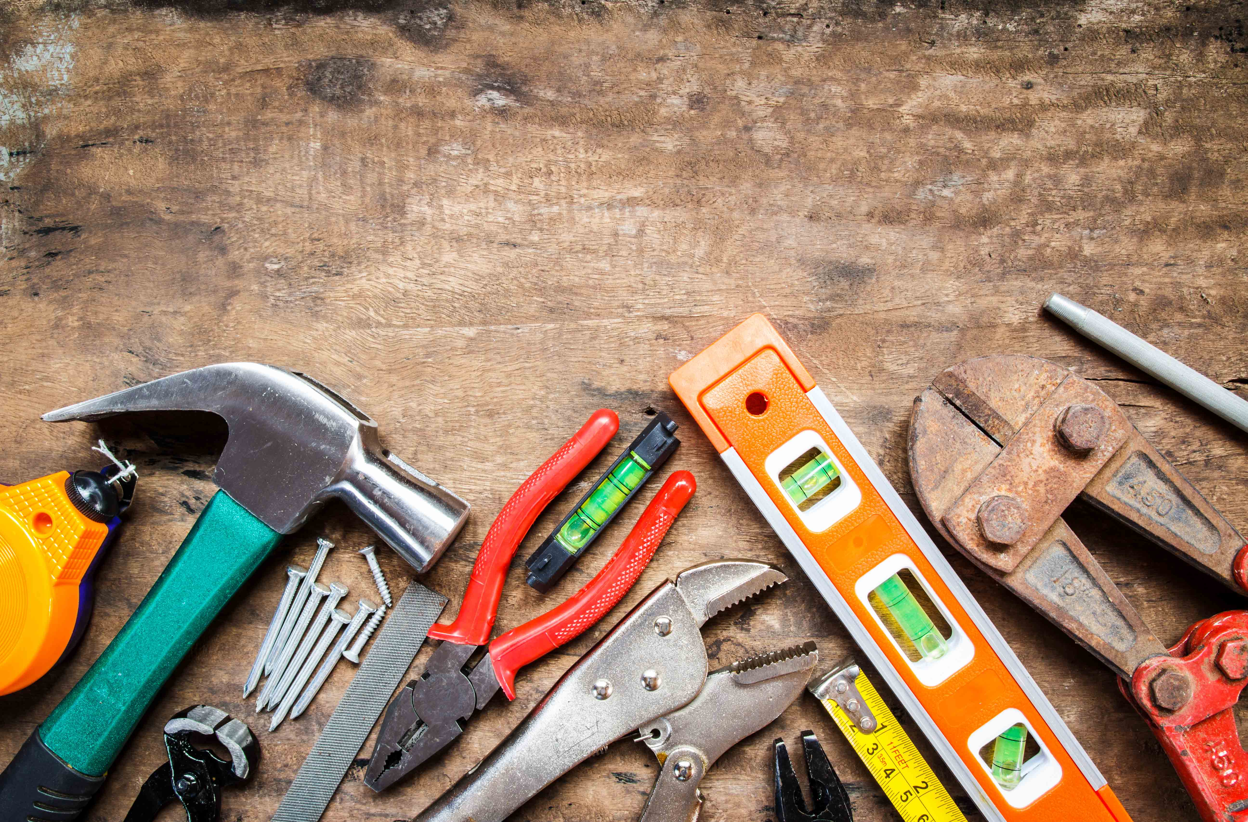 A set of hardware tools.