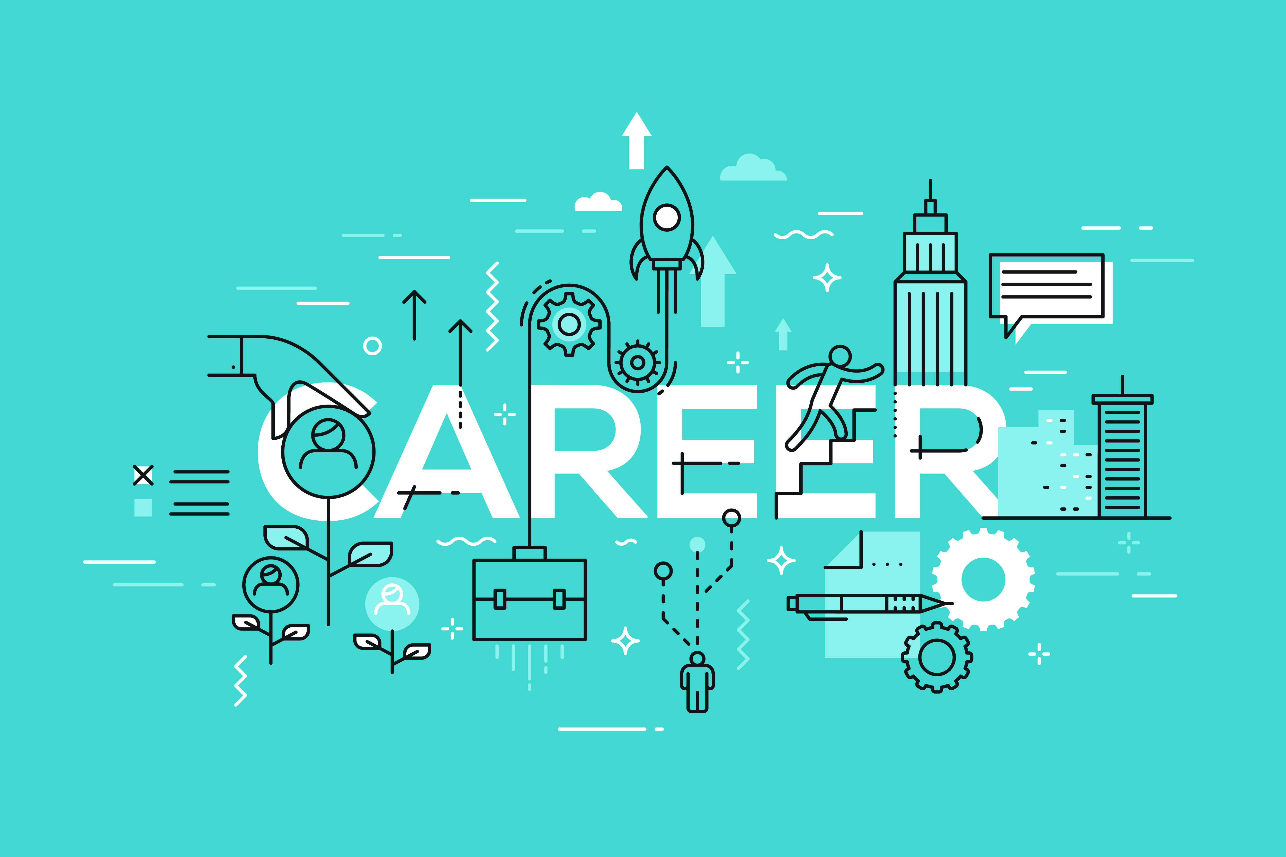 The word 'career' with various drawings around it.