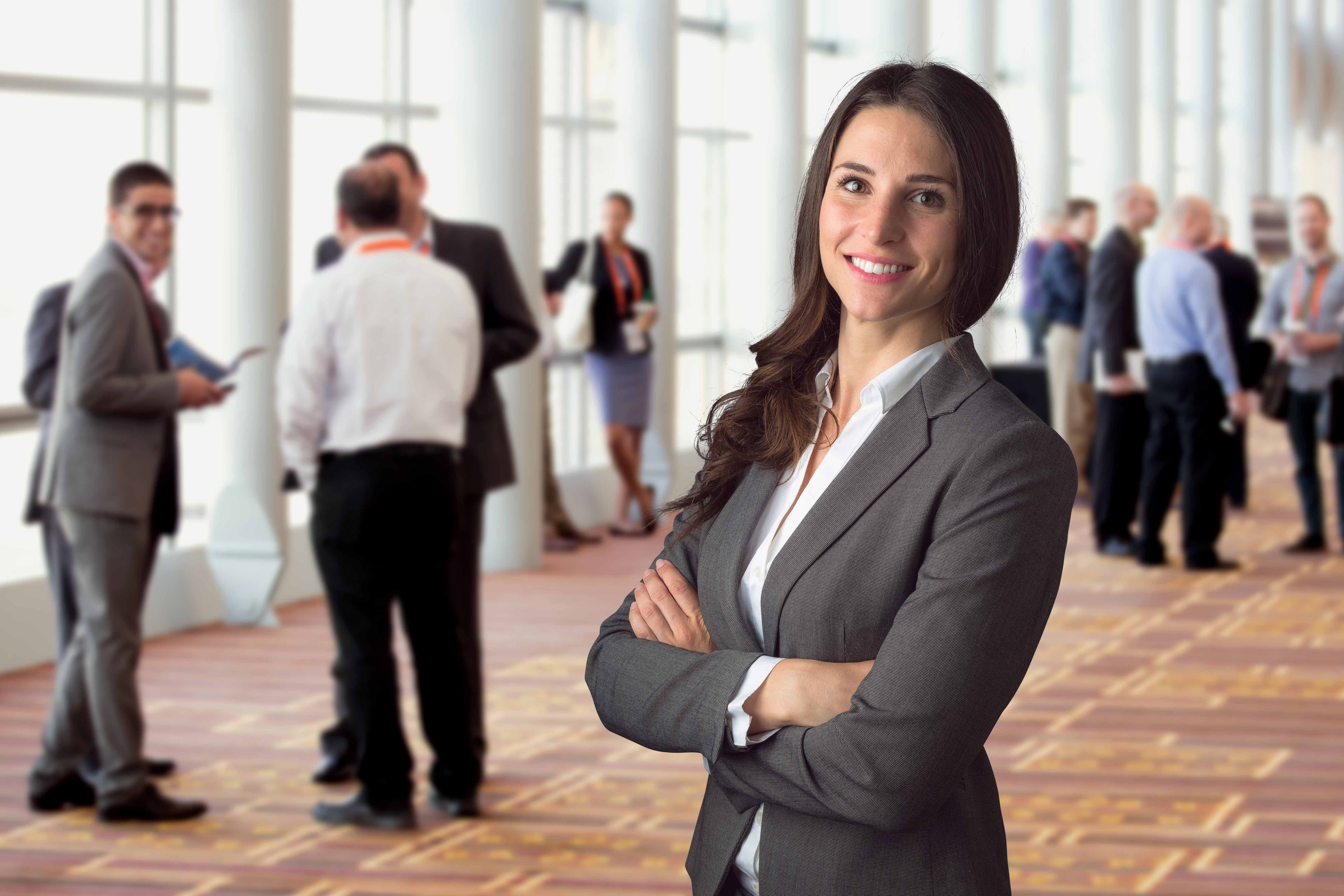 A woman at a conference.