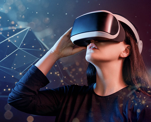 A person wearing an extended reality headset.