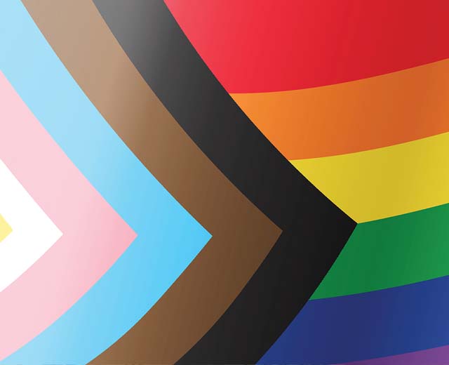 Close up of the pride flag.