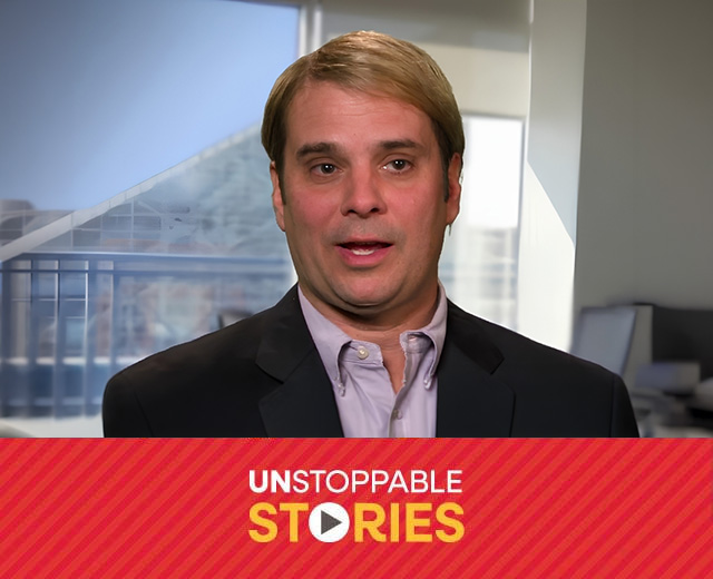 Jesse Varsalone headshot with text that reads, "Unstoppable Stories."