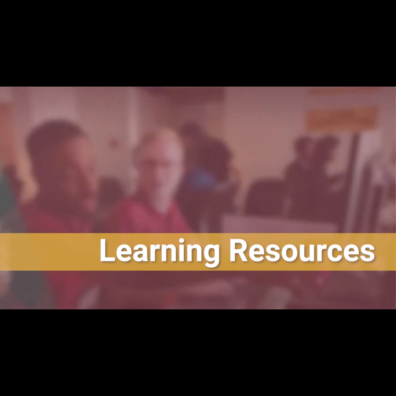 A presentation slide that says "Learning Resources."