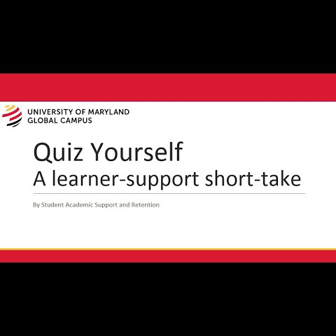 A presentation slide that says, "Quiz Yourself: A learner-support short-take."