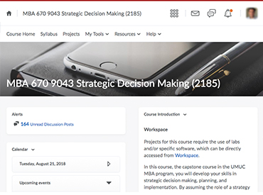 MBA 670 9043 Strategic Decision Making (2185) webpage.
