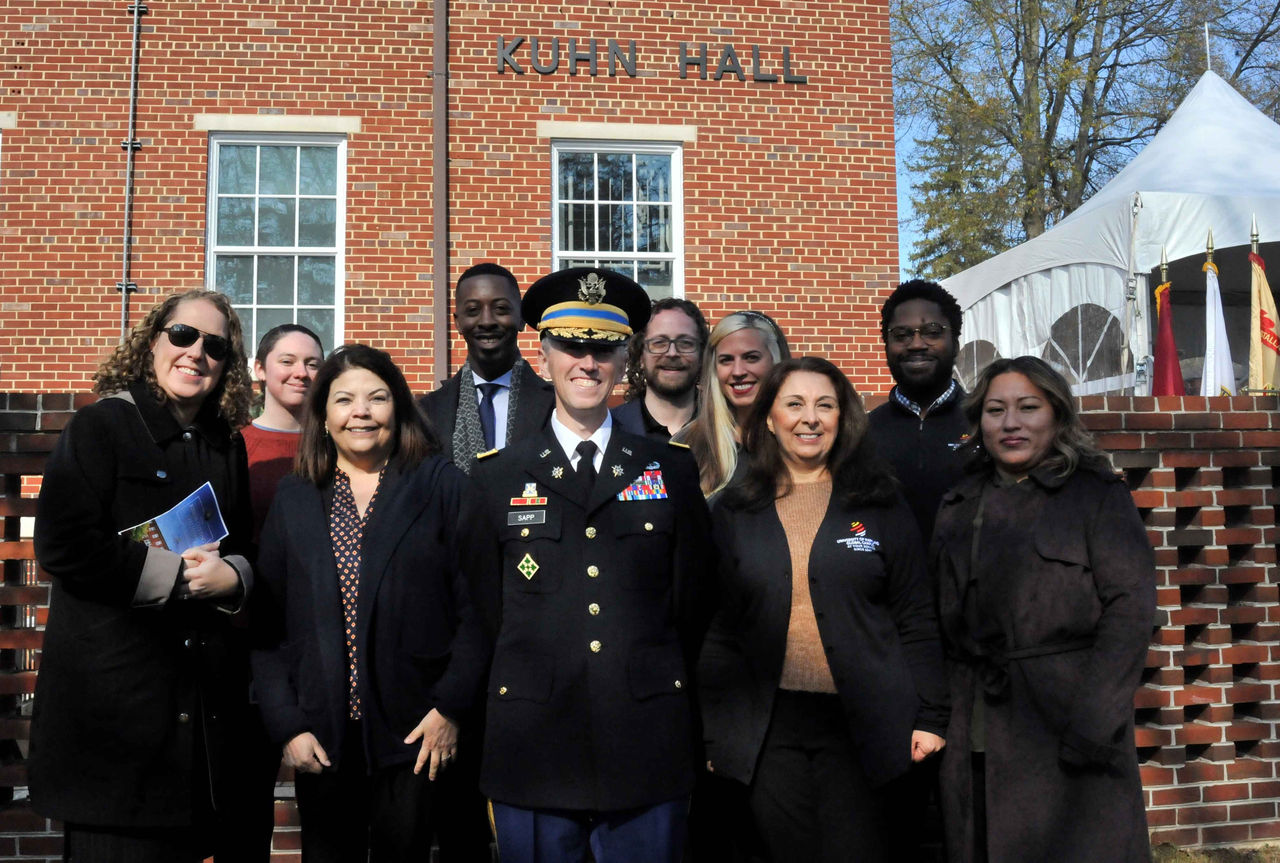 UMGC staff with Ft. Meade Garrison Commander Col. Michael A. Sapp.