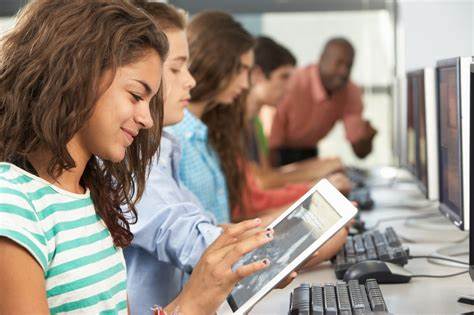 Students at computers.