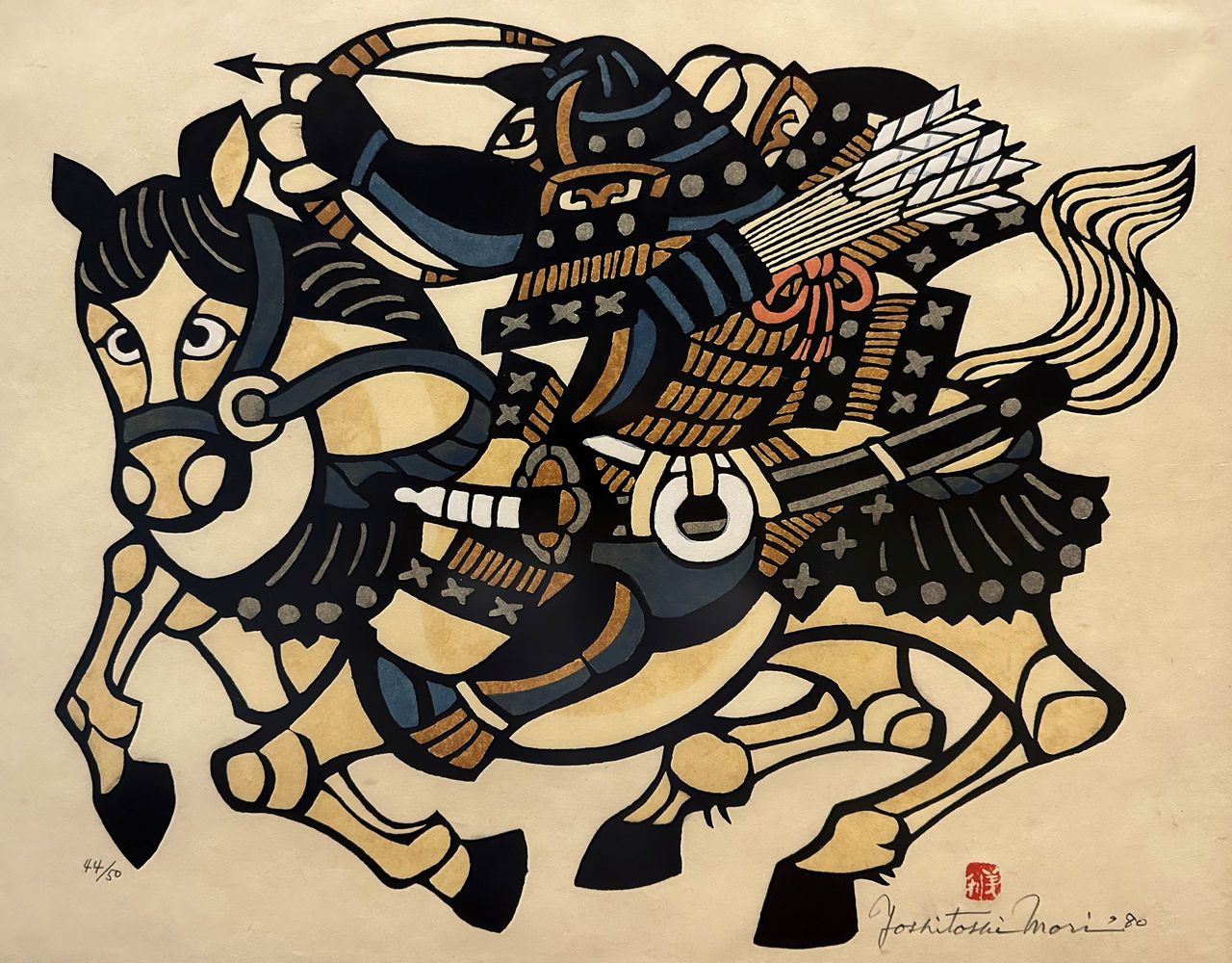 "Samurai on a Horse," 1980, stencil print, Yoshitoshi Mori
