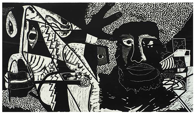 "If We," 1982, woodcut, artist’s proof, 16. x 28 inches, Private collection.