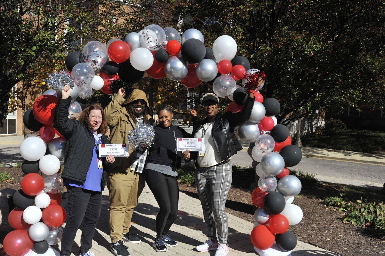 UMGC staff attend the FUNd Run Pep Rally in Adelphi, Md.