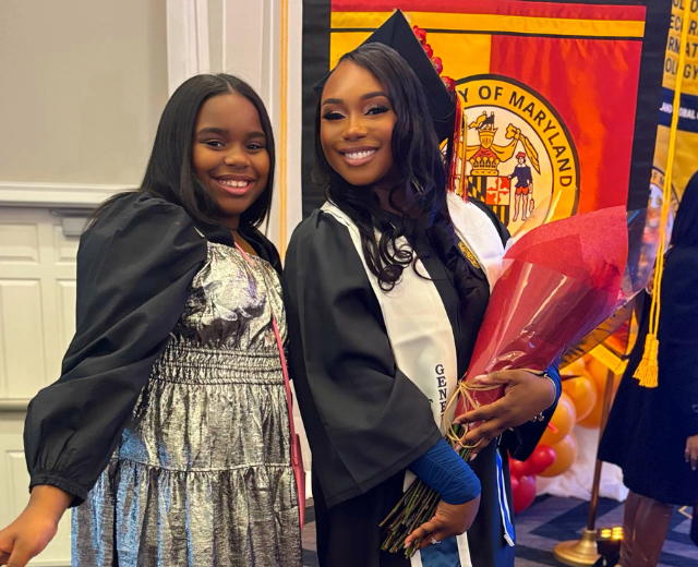 Shalaya and Mallory during UMGC's Grad Walk