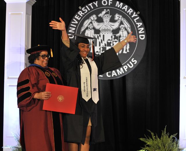 Specialty stoles were common, including this one on a first generation college graduate.