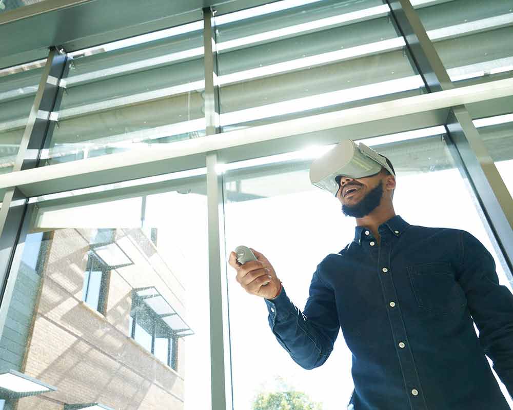 A person wearing a VR headset.